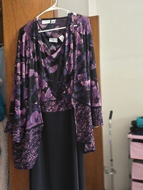 Alex Evenings Purple Floral Maxi Dress with Jacket